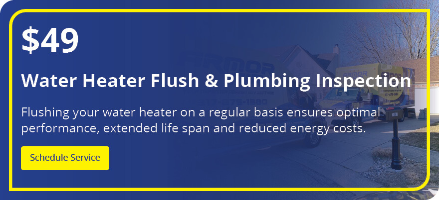 $49 water heater flush and full plumbing inspection coupon for Indianapolis homeowners by Armor Air.